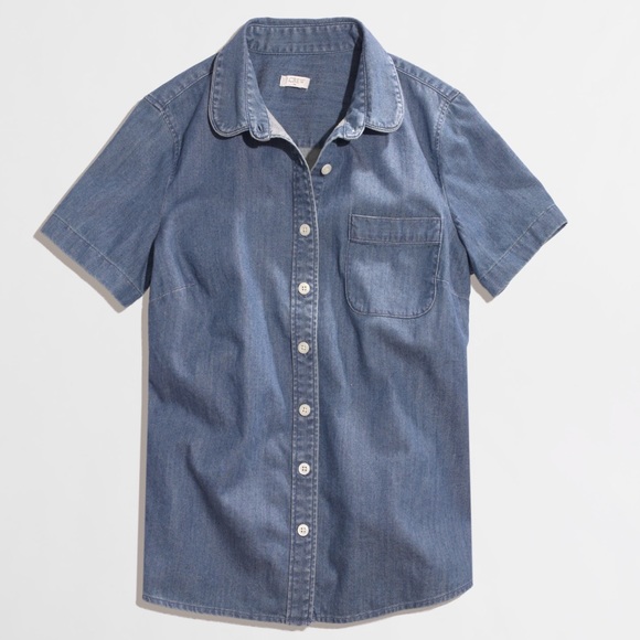 J. Crew chambray Denim short sleeve button up - Picture 2 of 7